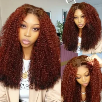Dark Brown Roots #433 Colored Afro Kinky Curly 6x5 HD Lace 3D DOME Cap Glueless Pre-plucked Hair Pre-cut Lace Wear Go Wig