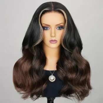 Highlight Balayage With #4 Chestnut Brown Colored Loose Wavy Wig 5x6 Glueless Lace Front Wigs