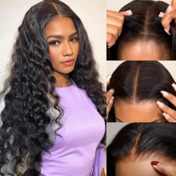 Pre Cut Lace  Glueless Lace Wigs Pre Plucked Closure Wig with Natural Hairline Loose Deep Curly Human Hair Wear And Go Wig
