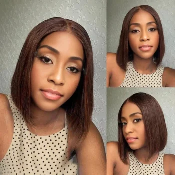 Double Drawn 6x5 Glueless Wear Go High Density Rich Chocolate Brown Straight Blunt Cut Bob Wig
