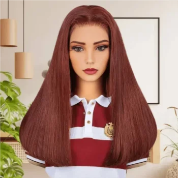 Salon-Quality Red Brown Luxurious Glueless 6X5 HD Lace Wig Silky Straight Colored Double Drawn Wig