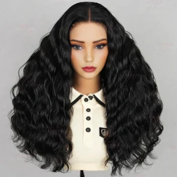 Upgrade Salon Quality 6x5 Glueless Lace Pre Bleached Tiny Knots Ocean Wave Double Drawn Natural Black Hair Wig