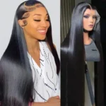 Best Quality SDD Bone Straight Transparent 13x4 Lace Frontal Wig Pre bleached Pre plucked