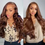Chocolate Brown 13x4 6x5 Pre Cut Transparent Lace Frontal Closure Wigs #4 Dark Brown Color