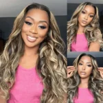 16-32inch Balayage Highlight Hair 13x4 Transparent Lace Front Human Hair Wigs Pre Plucked Honey Blonde Brown Wigs With Baby Hair