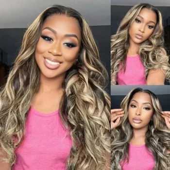 16-32inch Balayage Highlight Hair 13x4 Transparent Lace Front Human Hair Wigs Pre Plucked Honey Blonde Brown Wigs With Baby Hair