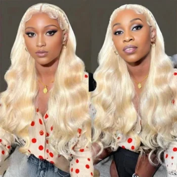 13x4 Lace Wigs 613 Blonde StraightBody Wave Human Hair Wigs Can Dye to Pink Blue Green purple silver ginger orange Gold Color