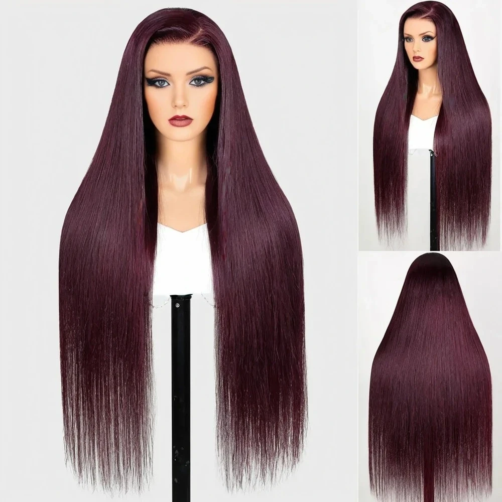 12. _Plum-straight-long-lace-wig