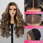 1. BalayageHighlightColored13x4LaceFrontalWigsBodyWave