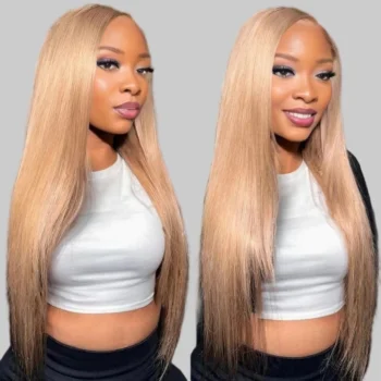 13x4 Lace Wigs Milk Tea Brown Light Flaxen Brown Cozy Blonde Pre Cut 6X5 thin Lace Closure Long Glueless Wear Go Wig