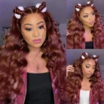 Transparent Lace 13X4 Body Wave Human Hair Wig New #33 Red Brown Auburn Color Wig For Women