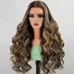 1. BalayageHighlightColored13x4LaceFrontalWigsBodyWave