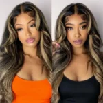 1. BalayageHighlightColored13x4LaceFrontalWigsBodyWave