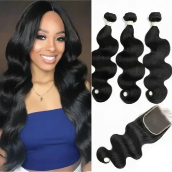 30 inch Body Wave Bundles Brazilian Hair Weave 3Bundles With 5x5 Lace Closure Remy Human Hair Extension