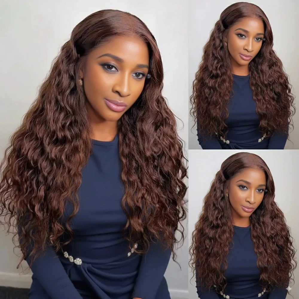 1. Chocolate-brown-bohemian-curly-wig-model-in-different-styles (1)