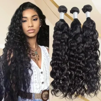 10A Water Wave Virgin Hair Natural Black 3 Bundles Brazilian Human Hair Extension 10-30 inches