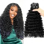 15A Deep Wave Hair Extensions Double Drawn Human Hair 3 Bundles Deal Full From Top To End