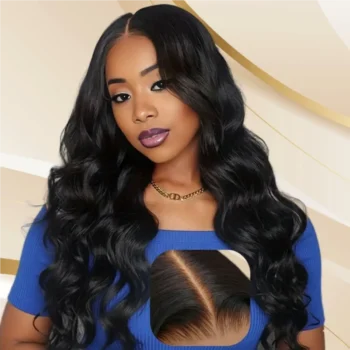 13x6 Three-Go™ Glueless Body Wave Wig With Drawstring Natural Black 100% Human Hair Wig