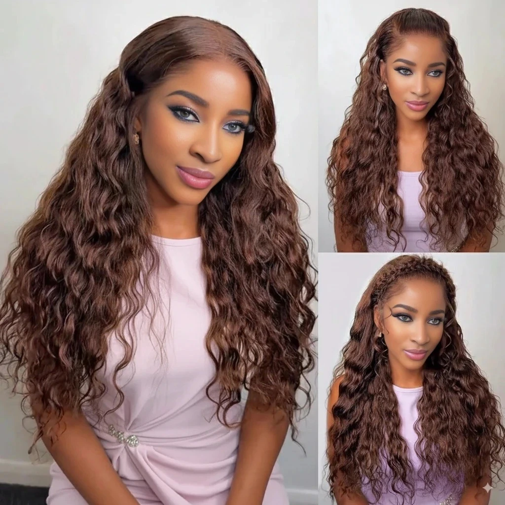 10. Chocolate-brown-bohemian-curly-wig-model-in-different-styles