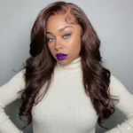 13x6 Three-Go™ Chocolate Brown Glueless Wigs Body Wave with Drawstring 100% Human Hair Wig