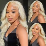 Body Wave Remy Human Hair Extensions Weave 613 Platinum Blonde Color Bundles Weft