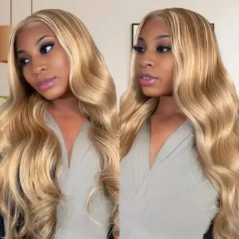 13x6 Three-Go™ Blonde Highlight Glueless Wigs Loose Body Wave With Drawstring 100% Human Hair Wig