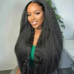 12A Grade Human Hair Yaki Straight Bundles With 5x5 Closure Brazilian Remy Human Hair 3 Bundles With Swiss Lace Closure Natural Black