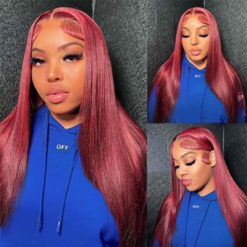 13x4 Lace Front Wigs 99J Burgundy Human Hair For Black Woman