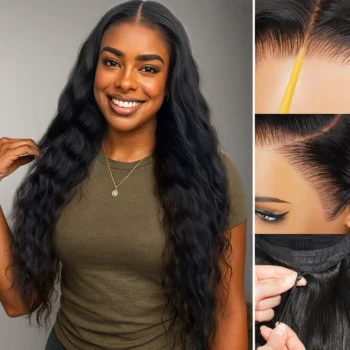 13x6 Three-Go™ Glueless Wig Bohemian Natural Curl With Drawstring Natural Black 100% Human Hair Wig