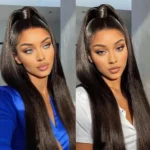 360 Full Lace Glueless Silky Straight Wigs Invisi Drawstring Natural Black Pull & Go