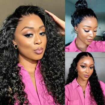 360 Full Lace Glueless Deep Wave Wigs Invisi Drawstring Natural Black Pull & Go